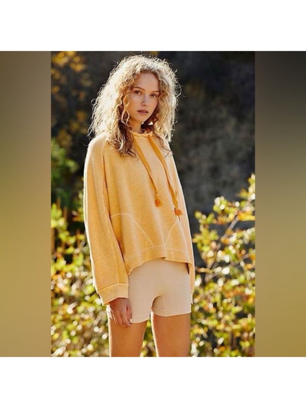 Free People Movement Criss Cross Hoodie in Heather Yellow L
